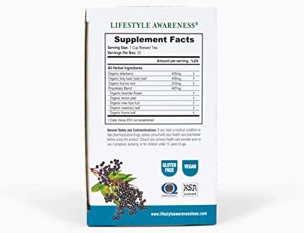 Lifestyle Awareness Organic Immunity Now Tea with Fortifying Elderberry, Caffeine Free, 20 Count