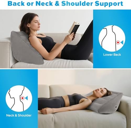 USHMA Inflatable Knee Wedge Pillow for Back Sleeping - Ultimate Under Knee Pillow for Sleeping on Back, Comfortable Inflatable Leg Wedge Pillow, Blow up Triangle Pillow for Legs Bolster