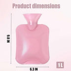 Fuzzy Hot Water Bottle Cute, Rubber Hot Water Bottle with Cover Only, Hot Water Bottles Bag for Pain Relief, Small Hot Water Bottles Heating Pad, Period Warm Compress (1 L)