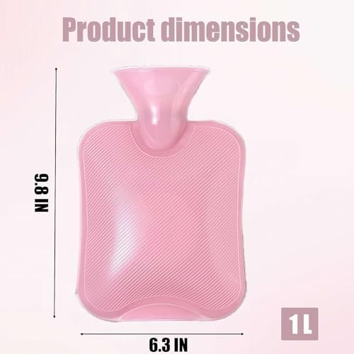 Fuzzy Hot Water Bottle Cute, Rubber Hot Water Bottle with Cover Only, Hot Water Bottles Bag for Pain Relief, Small Hot Water Bottles Heating Pad, Period Warm Compress (1 L)