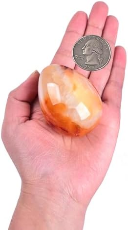 AMOYSTONE Natural Red Agate Egg with Wood Stand - Palm Stone for Grounding & Emotional Balance, Gift for Meditation Practice (1.9-2.3",5.0oz Each)