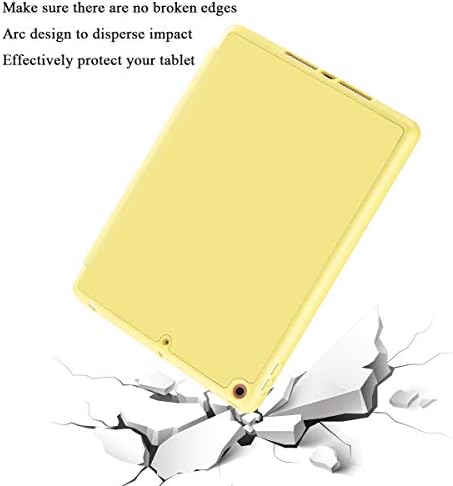 SIWENGDE Compatible for Apple iPad 9.7 Case 2018 iPad 6th Generation Cases/2017 iPad 5th Generation Case with Pencil Holder, Slim Soft Silicone Smart Trifold Stand Protective Cover(Yellow)