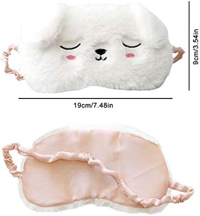 Cute Animal Sleeping Mask Soft Plush Eye Mask Blindfold Cover for Kids Girls Women Home Sleeping Traveling (White Dog)