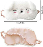 Cute Animal Sleeping Mask Soft Plush Eye Mask Blindfold Cover for Kids Girls Women Home Sleeping Traveling (White Dog)