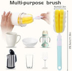 4 Pcs Bottle Brush Sponge, Cup Water Bottle Sponge Brush Cleaner, Detachable Cleaning Brushes for Cleaning with Handle for Baby Glasses Mugs(4Pcs+2 Heads)