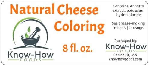 Natural Coloring for Cheese (Annatto; double strength) from Know-How Foods (8 fl. oz.)