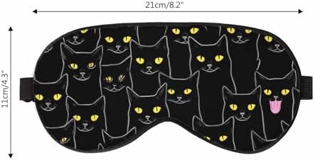 Black Cats Sleep Eye Mask Halloween Spooky Feline Kitten Face Men Women Sleep Mask with Adjustable Strap Eye Cover Eye Shade for Travel, Nap,Meditation