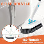 Long Handled Scrub Brush for Shower,3-in-1 Cleaning Brushes with 3 Different Function Cleaning Heads Brush for Shower Cleaning Bathroom Kitchen Walls Tub Tile (White)