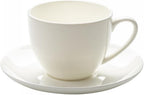 Pure White Fine Bone China Cup and Saucer Set, 8 Oz Cappuccino Coffee Cup Saucer Set