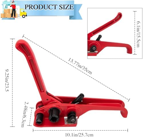 Poly Cord Strapping Tensioner, Manual Banding Strapping Tensioner Tool, Heavy Duty Poly Strap Tensioner and Cutter for 1/2" - 3/4" Width Polyester Polyproplyn Strap