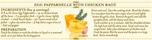 De Cecco Egg Pappardelle No. 101 Pasta, 8.8 Oz, Authentic, Slow Dried, Made with Cage Free Eggs & Durum Wheat, Versatile Pasta for Sauces & Recipes, Made in Italy (Pack of 4)