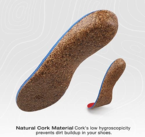 Plantar Fasciitis Relief Feet Cork Insoles Arch Supports Orthotics Inserts for Flat Feet, High Arch, Foot Pain Shoe Heel Inserts in Work Boots(for Women 10-11.5/Men 9-10.5)