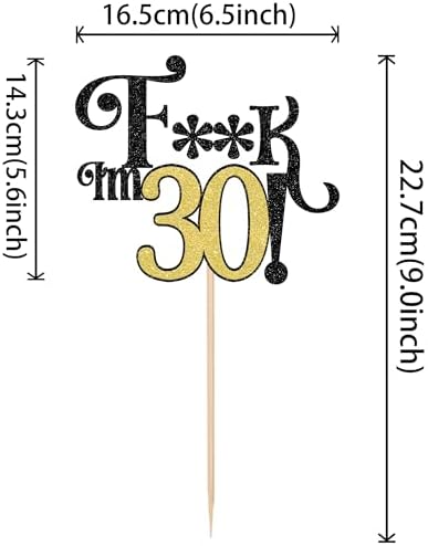 1 PCS Happy 30th Birthday Cake Topper Glitter Thirty Funny I'm 30 Cake Pick Cheers to 30 Years Birthday Cake Decoration for Men Women Happy 30th Birthday Party Cake Decorations Supplies Gold