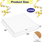 JJO 14X14X2 Inch 10 Pack Corrugated Pizza Boxes,Heavy Duty Cardboard Pizza Boxes,Disposable White Boxes for Cookie,Pies,Party Favors and Crafts