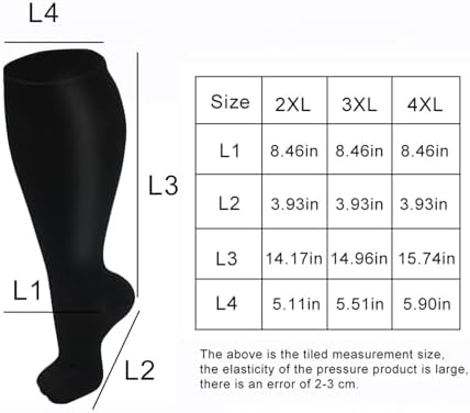 Hotfiary 3 Pairs Plus Size Compression Socks for Women Men Extra Wide Calf Knee-High Best Support Circulatio Nurses Running