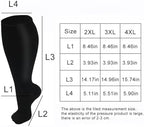 Hotfiary 3 Pairs Plus Size Compression Socks for Women Men Extra Wide Calf Knee-High Best Support Circulatio Nurses Running