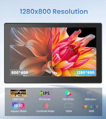 NLIEOPDA 7 Inches Touchscreen Monitor, HD 1024×600 IPS LCD Capacitive Touch Screen Compatible with R Pi 4B/3B+/3B/2/1B+/Zero Ora Pi 5 Por/3 Plus/3B/4B Ban Pi and Windows 10/8/7 (CX-080-A US)