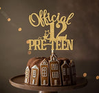 Gold Glitter Official 12 Pre-teen Cake Topper, Happy 12th Birthday/Bruh I'm12, Cheers to 12 Years 12th Birthday Party Decorations Supplies