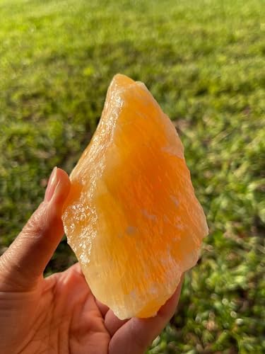 GAF TREASURES Extra Large Orange Calcite Rough Natural Stones, Raw Calcite Orange Crystals (0.25-0.5 Pounds)