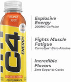 Cellucor C4 Energy Non-Carbonated Zero Sugar, Pre Workout Drink + Beta Alanine, Orange Slice, 12 Fl Oz, Pack of 12
