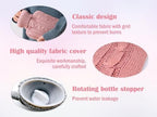 2pcs Rubber Hot Water Bottle with Knitted Cover, Warm Water Heat Bottles for Menstrual Cramps, Pain Relief, Winter Gift 2 Liter (Grey, Pink)