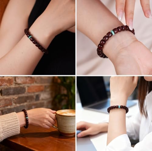 Authentic Red Sandalwood Bracelet for Men Women, Handmade Wood Bead Bracelet, Multiple Styles for Meditation, Daily Wear, Stress Relief & Gift