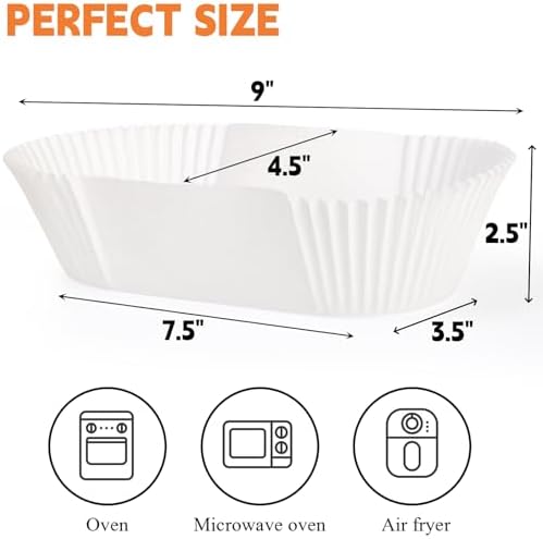 Loaf Bread Baking Liners, Paper Loaf Pan Liners, 2 LB Disposable Bread Tin Liners for Banana or Pumpkin Bread, Cake, Cupcake, Air Fryer Liner, Greaseproof, Non-Stick, 50 Pack, White