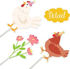 Chicken Cupcake Toppers Floral Daisy Chicken Birthday Decorations Hen and Flower Party Cupcake Picks 24Pcs Little Chick Cake Decorations for Farm Animals Barnyard Baby Shower Supplies