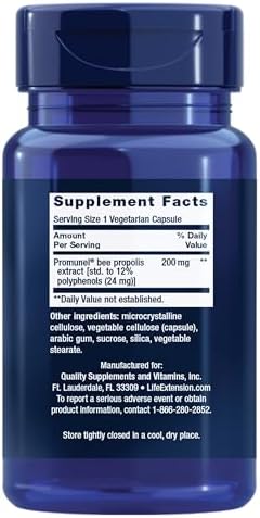 Life Extension® Bee Immune Propolis Capsules, Immune Support, Respiratory Health, bee Propolis, Gluten-Free, Non-GMO, Vegetarian, 60 Capsules