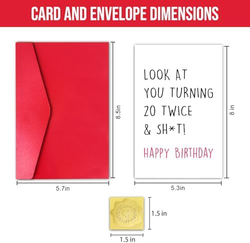 Funny 40th Birthday Card for Friend Sister Brother, Sassy Happy 40th Birthday Gift, Forty Year Old Card Gift (Look at You Turning 20 Twice)