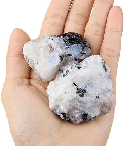 YATOJUZI Rainbow Moonstone 1.8-2.2" Natural Raw Stones and Healing Crystals Large Labradorite Stone Rough Crystal Rocks for Tumbling Cabbing Polishing Fountain Rocks Decoration 1PCS