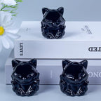 Black Obsidian Nine Tailed Fox Decor,2 Inch Healing Crystals Fox Statue,Lucky Guardian Pocket Fox Figurines as Women’s Gifts,Fox Figurine for Office Home Decor and Ornament.