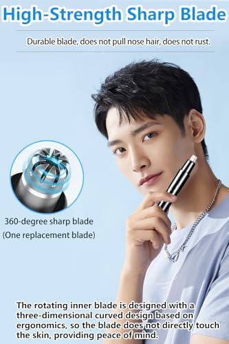 Nose Hair Trimmer, USB Rechargeable, Professional Painless Ear Hair Trimmer, for Men Women, Powerful Motor, Dual-Edge Blades for Smoother Cutting, Low Noise, Black