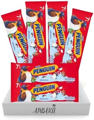 AMBARII McVities Penguin Original Chocolate Biscuit Bars, Multi-Pack Gift Box, 7 Bars per Pack, 6 Packs