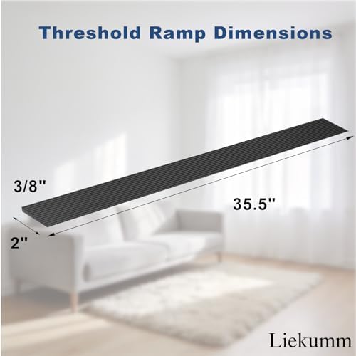 LIEKUMM 3/8" Rise Rubber Threshold Ramp for Doorways, 2500 lbs Heavy Duty Door Sill Ramp with Adhesive, Non-Slip Indoor Transition for Wheelchair, Walker & Robot Vacuum, Cuttable