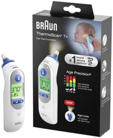 Braun ThermoScan 7+, IRT6525WE Infrared Fever Thermometer Preheated Measuring Tip