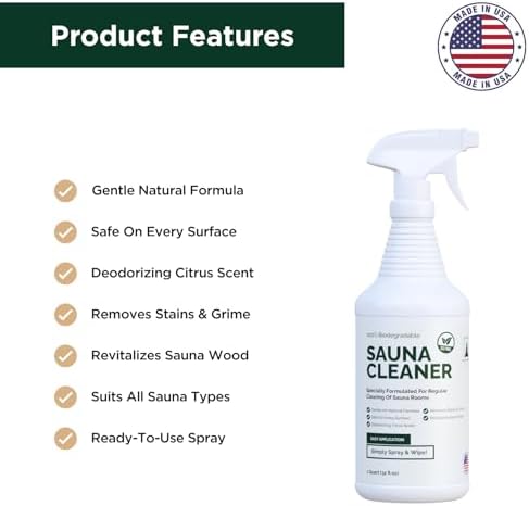 Northwood Sauna - Sauna Cleaner - Natural Wood Cleaner & Deodorizer - Ready-to-Use Spray - 1 Quart (32 Fl Oz)