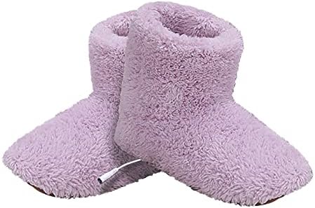 Electric Heated Foot Warmer Winter Rechargeable USB Electric Heating Shoes Plush Soft Foot Heating Pad Washable Snow Boots Slipper Insole Heater Sleep Relieve Discomfort Keep Warm for Adult Gift