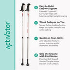 Urban Poling ACTIVATOR® Walking Poles for Balance and Rehabilitation – 1 Pair – Ergonomic CoreGrip™ Handles – Adjustable, Collapsible, and Lightweight for Stability and Recovery in Silver/Red