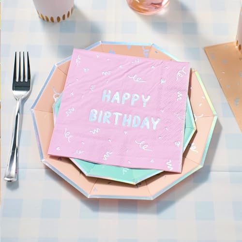Coterie Happy Birthday Napkins - Large 6.5” Disposable Paper Napkins (20-Pack) | Birthday Party Supplies for Kids & Adults | Festive Happy Birthday Cocktail Napkins for Cake, Drinks & Decorations