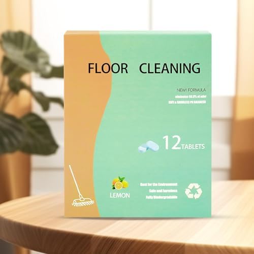 Effervescent Cleaning Tablets, Concentrated Floor Cleaner Pods, 12 Pieces Tablets with Lemon Scent, Deep Clean Formula Cleaner, Mopping Pods with Fast Dissolve, Household Care for Home Surfaces