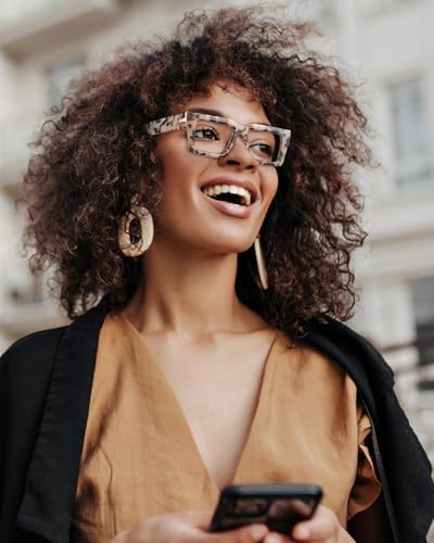 JM 3 Pack Oprah Style Reading Glasses for Women Men, Fashion Square Blue Light Blocking Readers