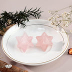 Natural Rose Quartz Merkaba Crystal Protection Sacred Meditation Energy Generator Healing Chakra Six-Pointed Star 1 Inch