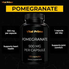 Vital Prime Pomegranate Extract Capsules 500MG per Capsule 120 Count | 4 Month Supply | Pomegranate Pills Non-GMO for Women and Men