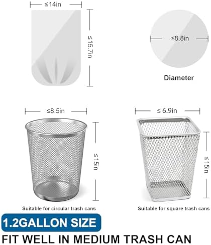 1.2 Gallon Mini Trash Bags Drawstring - 120 Count Thick Small Garbage Bags Unscented,White Trash Can Liners Strong Little Waste Basket Bags 4.5 Liter for Home Bathroom Office Car