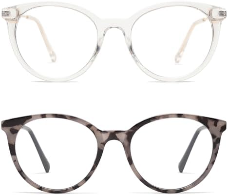 AMOMOMA Retro Round Reading Glasses for Women Cute Stylish Blue Light Blocking Readers AM6055