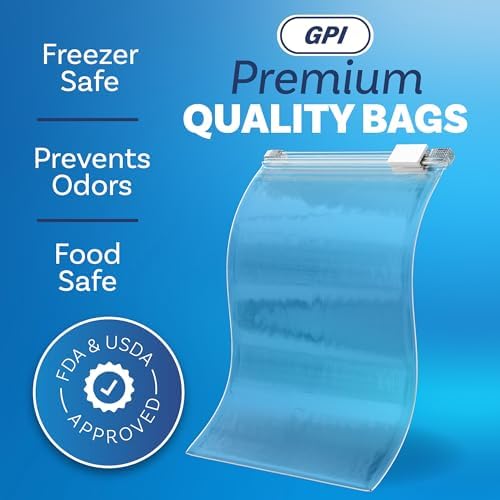 200 Count - Slider Zip Food Storage Sandwich Bags, 6" x 9" 3 Mil Heavy Duty, Strong & Durable For Freezer Storage, For Sandwiches, Snacks & More. GPI
