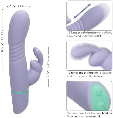 CalExotics Love Bunny Thrusting Bunny Waterproof Silicone Rechargeable Rabbit Vibrator Purple - SE-0619-60-3