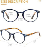 JOLISU 5 Pack Reading Glasses For Women/Men-Blue Light Blocking Computer Reader W/Round Frame - Retro Clear Lens Fake Eyeglasses（1.5）