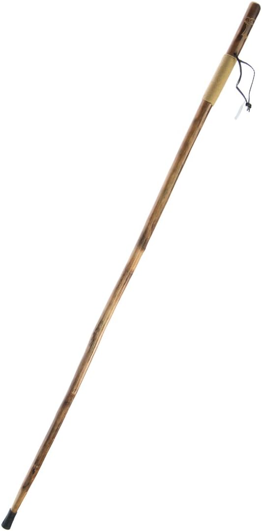 SE Survivor Series Wooden Walking/Hiking Stick, Hand-Carved Eagle Design, Hard Pine Wood, Rope Wrapped for Steady Grip, Wrist Strap, 55" - WS626-55RE